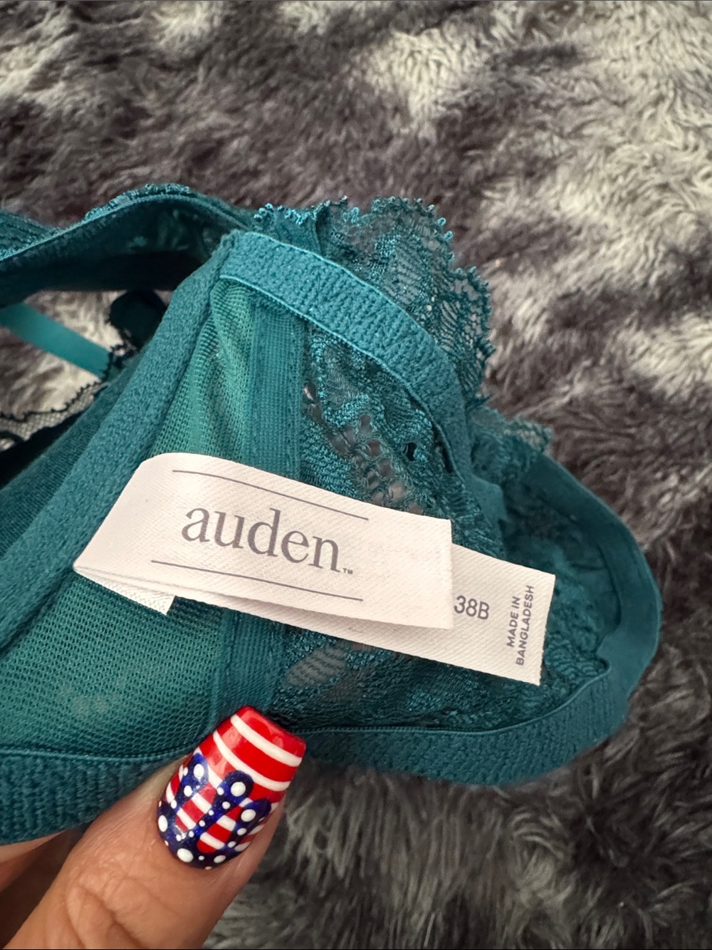 Auden Teal Lace Underwire push up Bra with Floral Embroidery - Picture 2 of 2